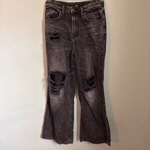 LEE Black 90s Vintage Distressed Baggy Wide Leg Jeans size 28